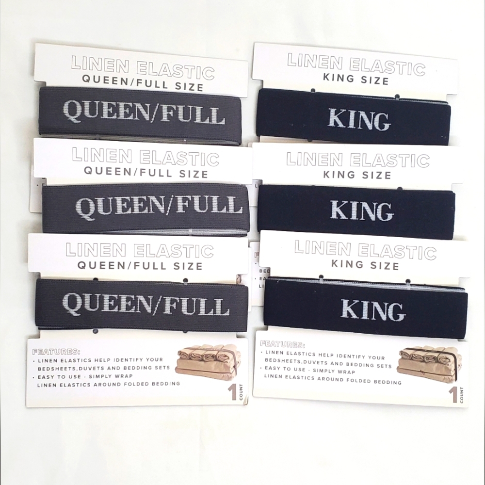 Vivitar Linen Elastic Bed Sheet Straps 6 Pack - 3 King Black/ 3 Queen grey - Picture 2 of 5